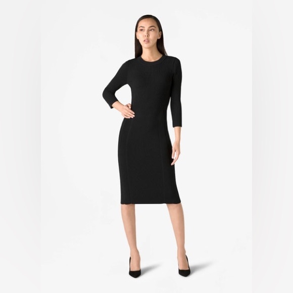 St. John Milano Knit  Quarter Sleeve Sweater Dress Wool Blend - Picture 8 of 9